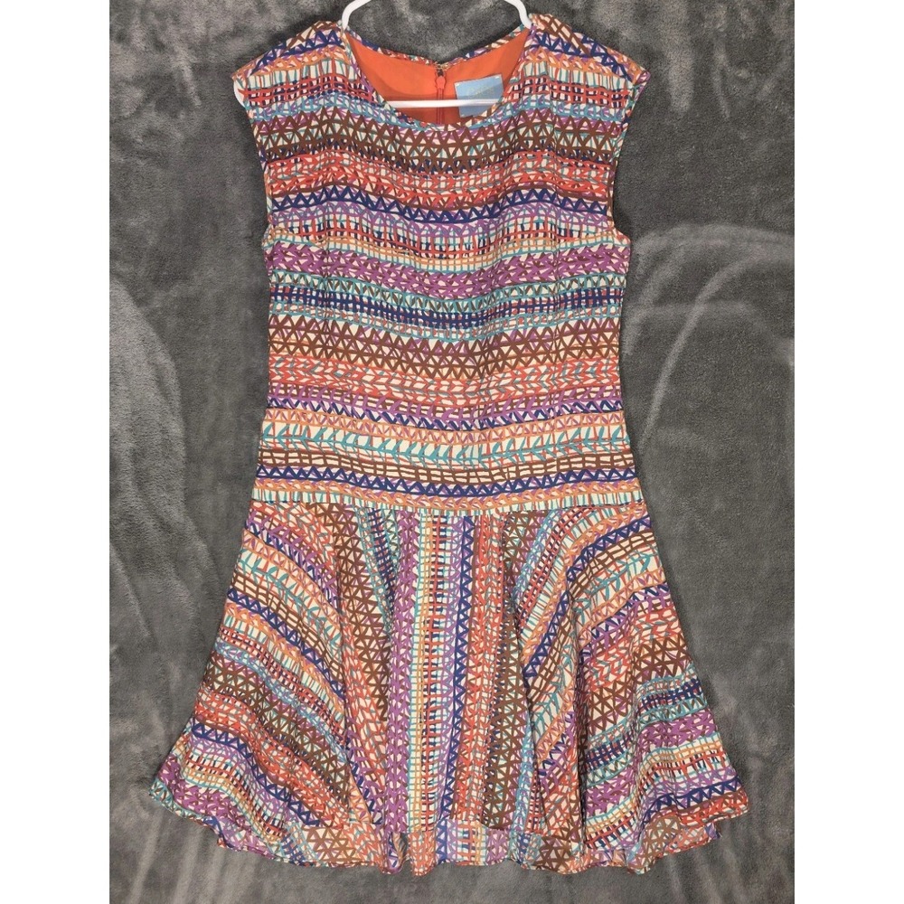 CeCe by Cynthia Steffe Sleeveless Drop Waist Dress Lined Multicolor size 4